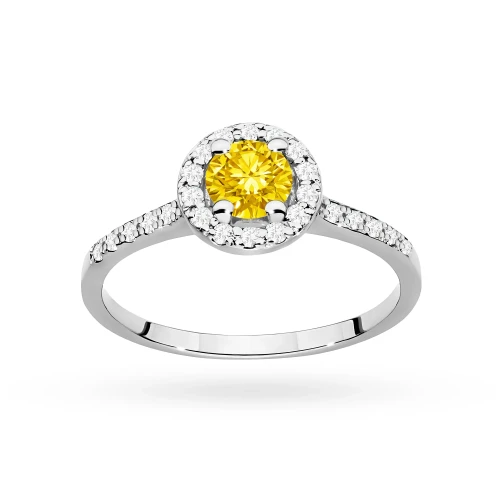 Pierścionek białe złoto żółty diament laboratoryjny 0,50ct i kamieni boczne Lab Diamonds W0551.B3.LDY.02 marko
