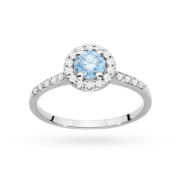 Pierścionek białe złoto niebieski diament laboratoryjny 0,50ct i kamieni boczne Lab Diamonds W0551.B3.LDA.02 marko