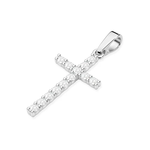 Krzyżyk zawieszka z białego złota 585 wysadzana brylantami 0,39ct D432-B585-B0.39 marko