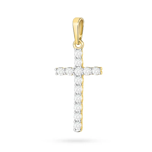 Złoty krzyżyk zawieszka 585 wysadzana brylantami 0,39ct D432-585-B0.39 marko