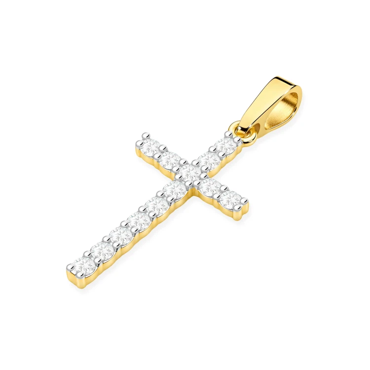 Złoty krzyżyk zawieszka 585 wysadzana brylantami 0,39ct D432-585-B0.39 marko
