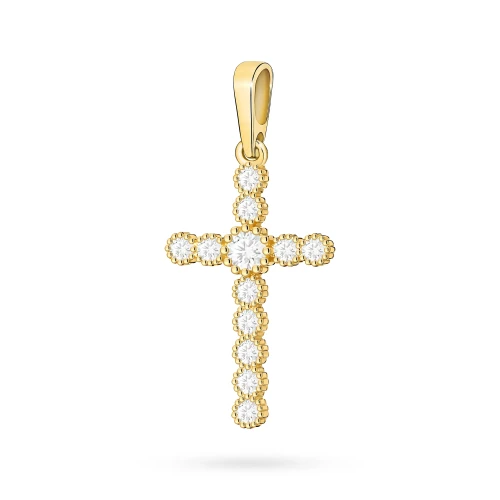 Krzyżyk z żółtego złota z brylantami D438-585-B0.32 marko