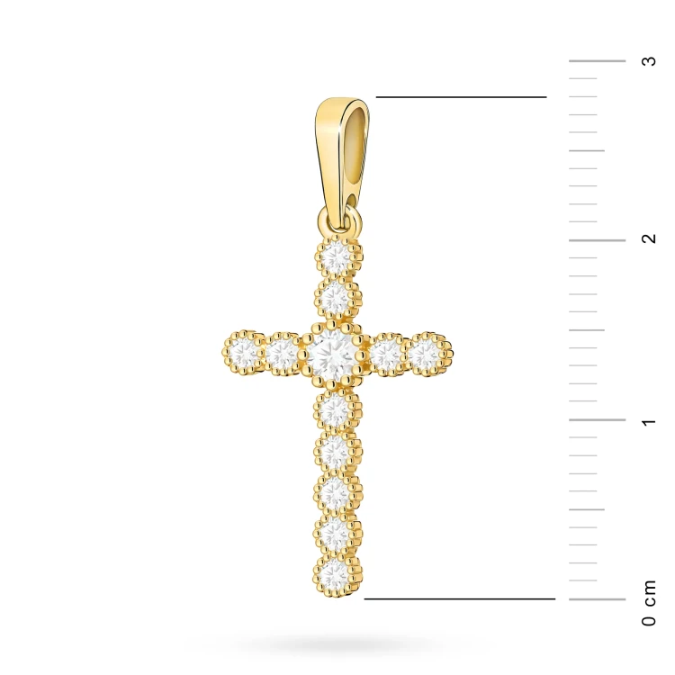 Krzyżyk z żółtego złota z brylantami D438-585-B0.32 marko