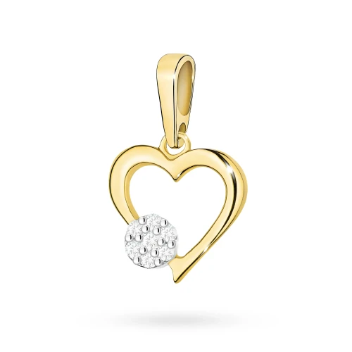 Złota zawieszka serce kółko z brylantami 0,15ct marko