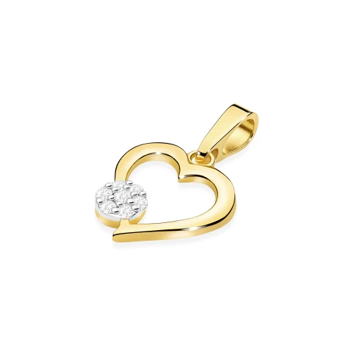 Złota zawieszka serce kółko z brylantami 0,15ct marko