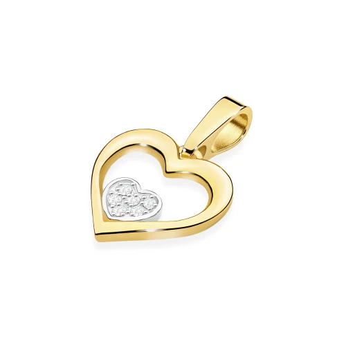 Złota zawieszka serce w sercu z brylantami 0,05ct marko