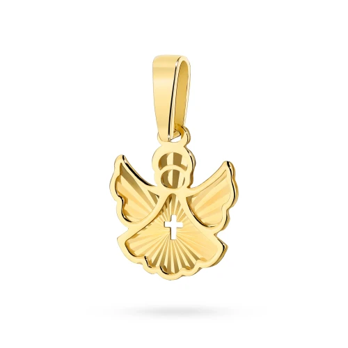 Złota zawieszka diamentowany aniołek z krzyżykiem Z617-585 marko
