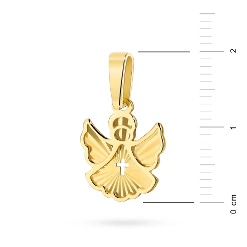 Złota zawieszka diamentowany aniołek z krzyżykiem Z617-585 marko
