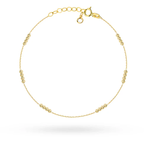 Złota bransoletka na nogę z diamentowanymi kulkami BN-GW-032-585 marko