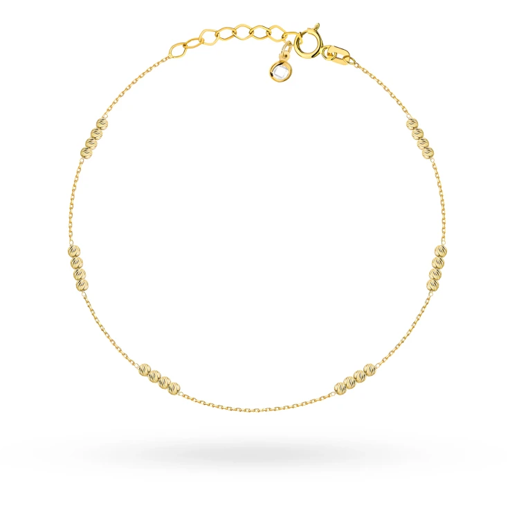 Złota bransoletka na nogę z diamentowanymi kulkami BN-GW-032-585 marko