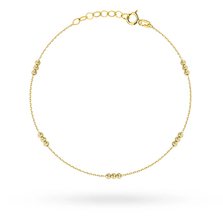 Złota bransoletka na nogę z diamentowanymi kulkami BN-GW-031-585 marko