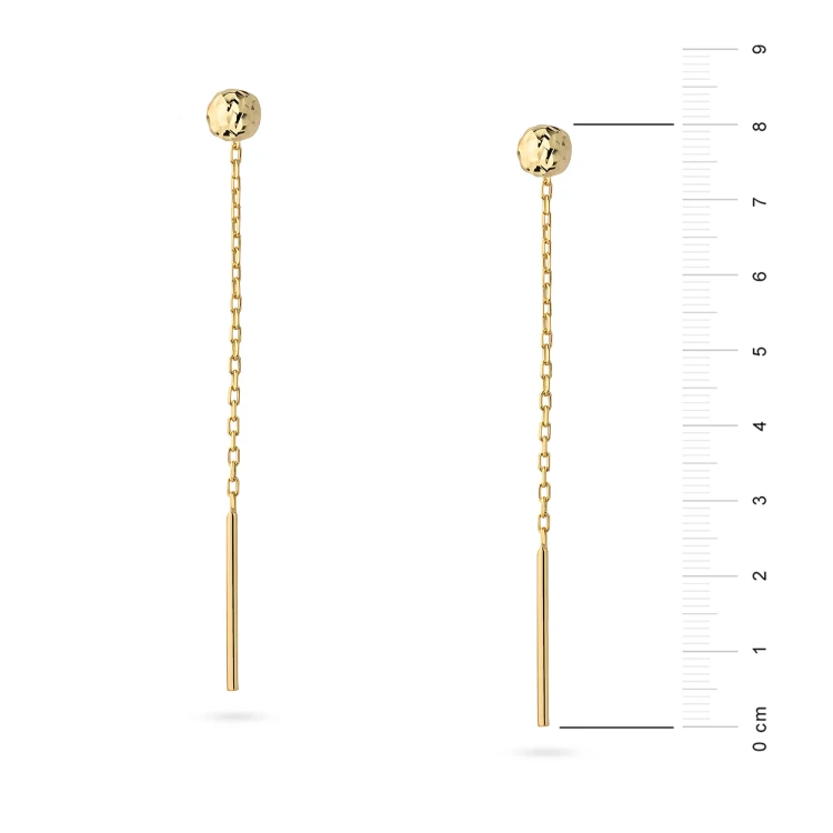 Złote kolczyki przewlekane diamentowane kulki K-GW-1160-585 marko
