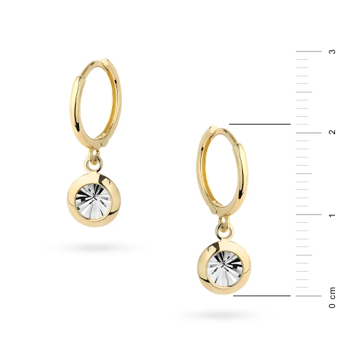 Złote kolczyki wiszące koła dwukolorowe diamentowane Jeso K-GW-1154-585 marko