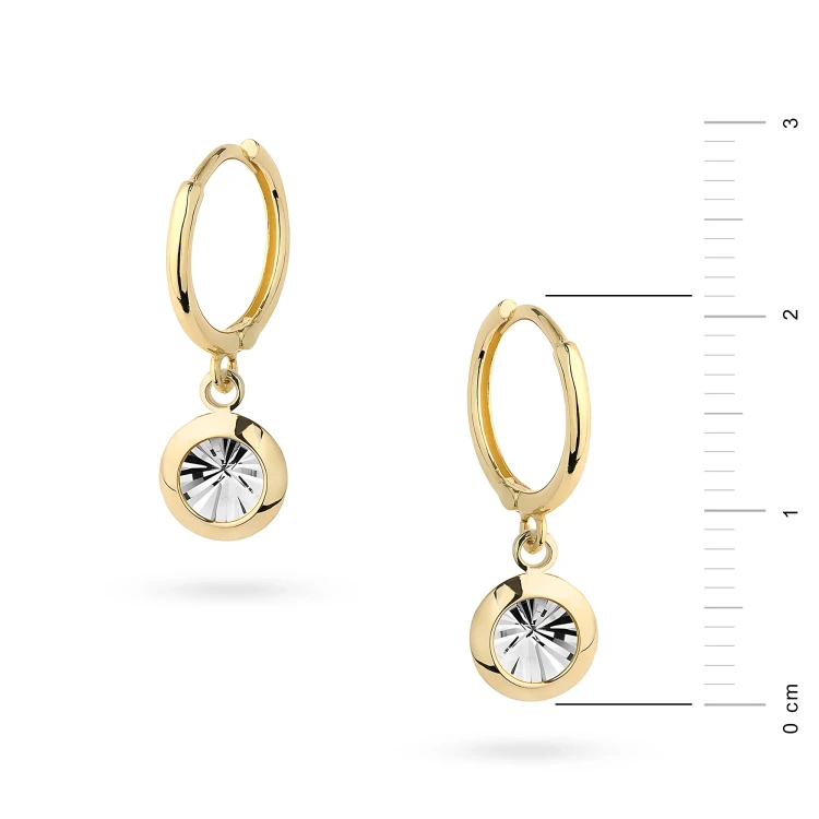 Złote kolczyki wiszące koła dwukolorowe diamentowane Jeso K-GW-1154-585 marko