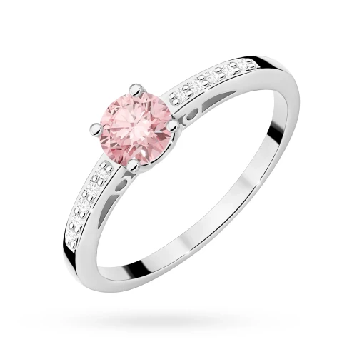 Pierścionek zaręczynowy z białego złota z okrągłym różowym diamentem laboratoryjnym Lab Diamonds W0066.B3.LDP.01 marko