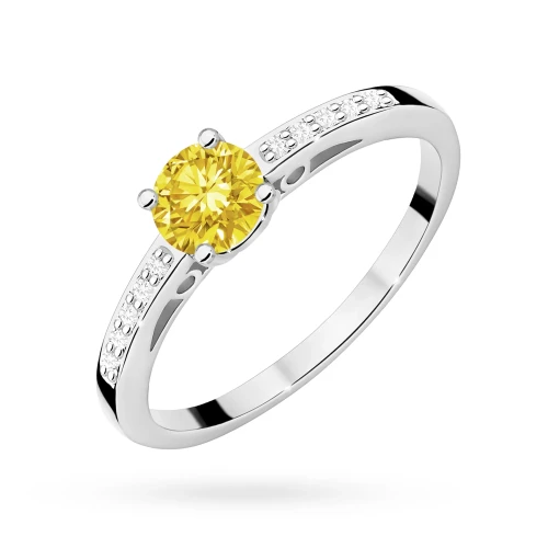 Pierścionek zaręczynowy z białego złota z okrągłym żółtym diamentem laboratoryjnym Lab Diamonds W0066.B3.LDY.01 marko