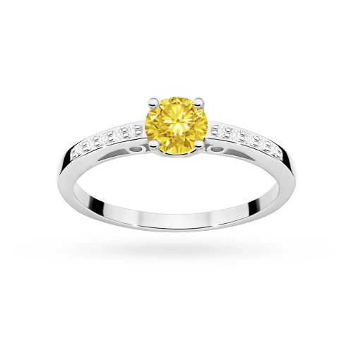 Pierścionek zaręczynowy z białego złota z okrągłym żółtym diamentem laboratoryjnym Lab Diamonds W0066.B3.LDY.01 marko