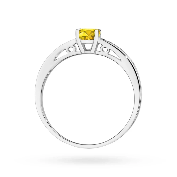 Pierścionek zaręczynowy z białego złota z okrągłym żółtym diamentem laboratoryjnym Lab Diamonds W0066.B3.LDY.01 marko