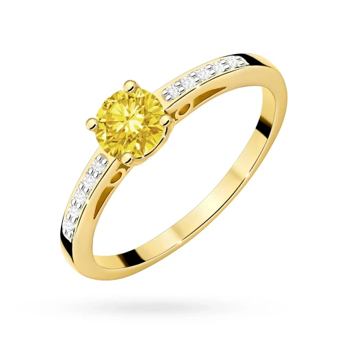 Złoty pierścionek zaręczynowy z okrągłym żółtym diamentem laboratoryjnym Lab Diamonds W0066.Z3.LDY.01 marko