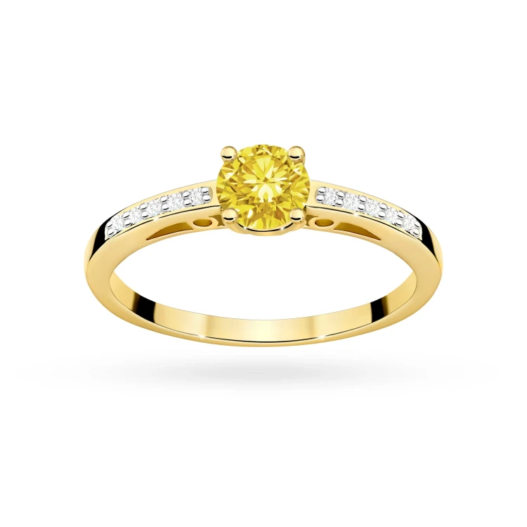 Złoty pierścionek zaręczynowy z okrągłym żółtym diamentem laboratoryjnym Lab Diamonds W0066.Z3.LDY.01 marko
