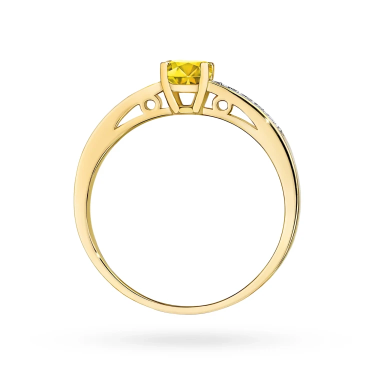 Złoty pierścionek zaręczynowy z okrągłym żółtym diamentem laboratoryjnym Lab Diamonds W0066.Z3.LDY.01 marko