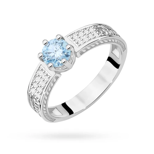 Pierścionek zaręczynowy z białego złota z okrągłym niebieskim diamentem laboratoryjnym Lab Diamonds W0075.B3.LDA.01 marko