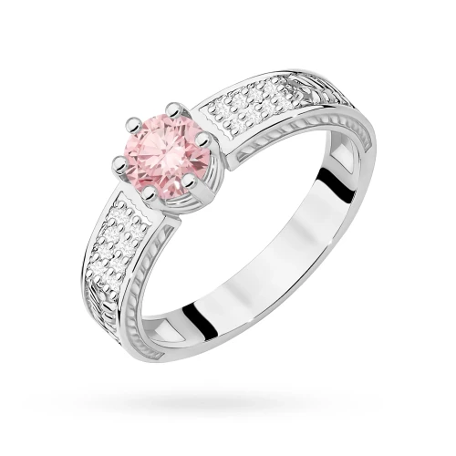Pierścionek zaręczynowy z białego złota z okrągłym różowym diamentem laboratoryjnym Lab Diamonds W0075.B3.LDP.01 marko