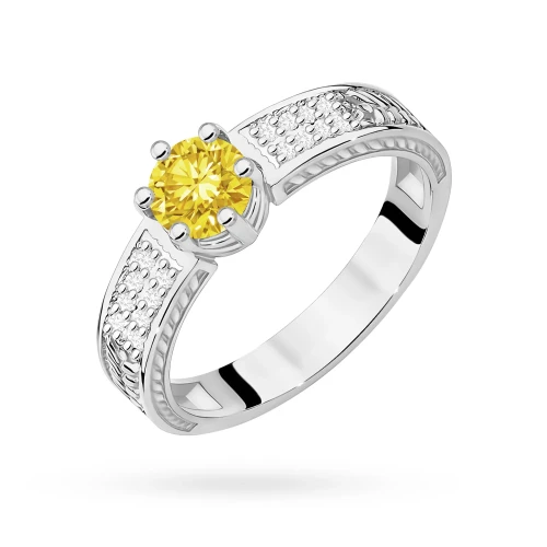 Pierścionek zaręczynowy z białego złota z okrągłym żółtym diamentem laboratoryjnym Lab Diamonds W0075.B3.LDY.01 marko