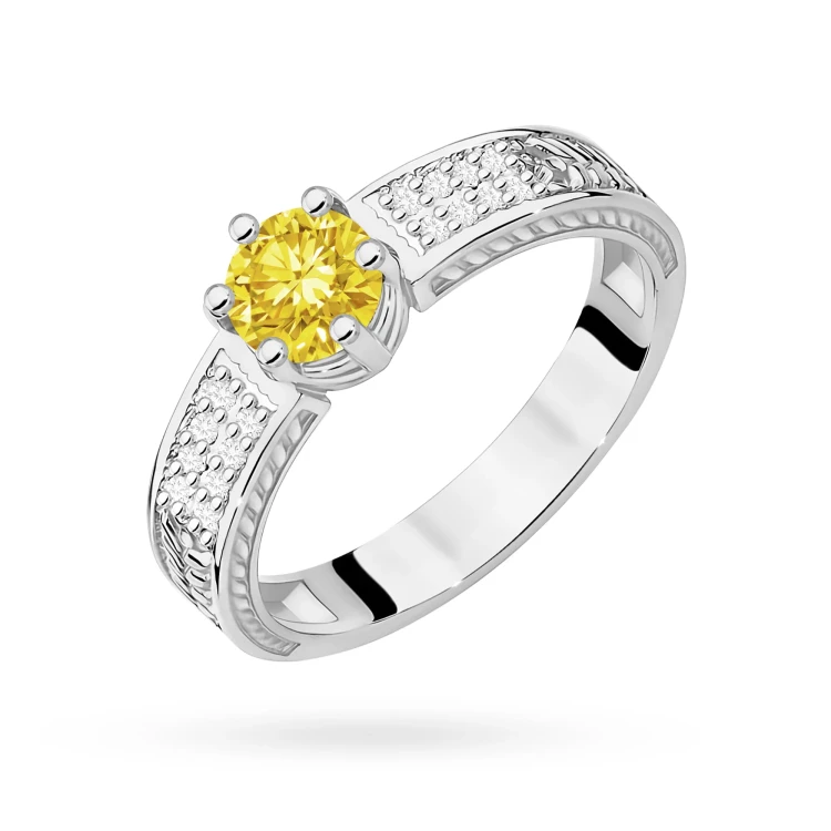 Pierścionek zaręczynowy z białego złota z okrągłym żółtym diamentem laboratoryjnym Lab Diamonds W0075.B3.LDY.01 marko