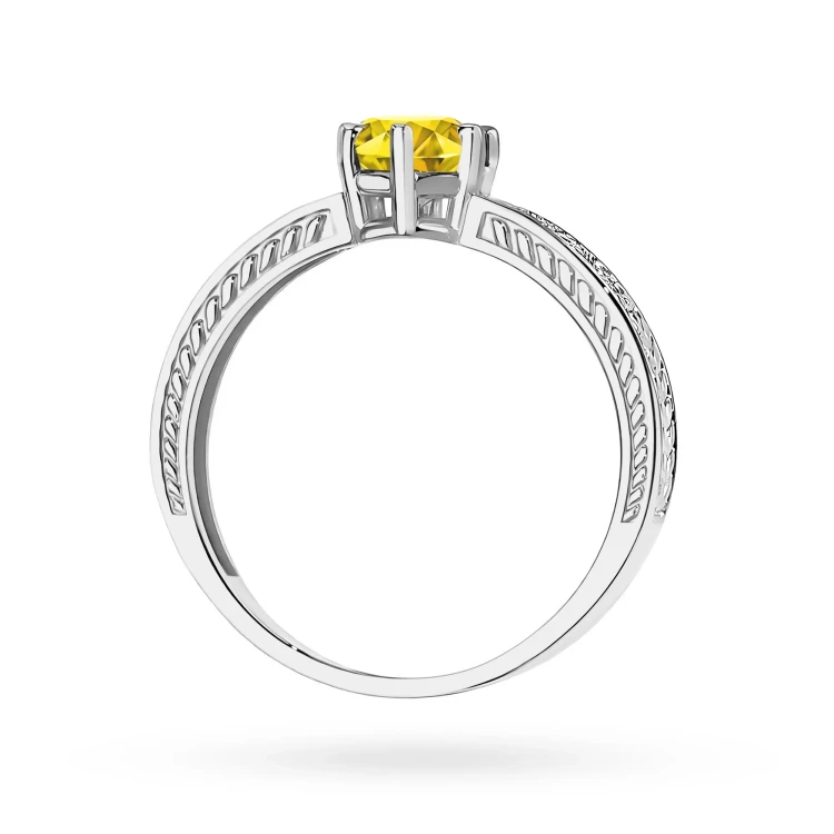 Pierścionek zaręczynowy z białego złota z okrągłym żółtym diamentem laboratoryjnym Lab Diamonds W0075.B3.LDY.01 marko