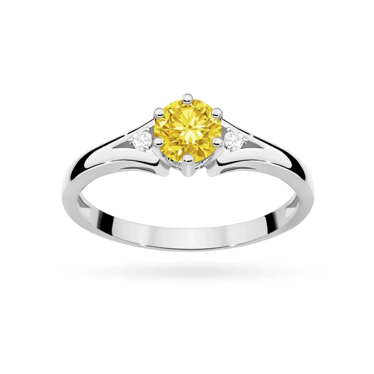 Pierścionek z trzema kamieniami białe złoto z żółtym diamentem laboratoryjnym Lab Diamonds W0076.B3.LDY.01 marko