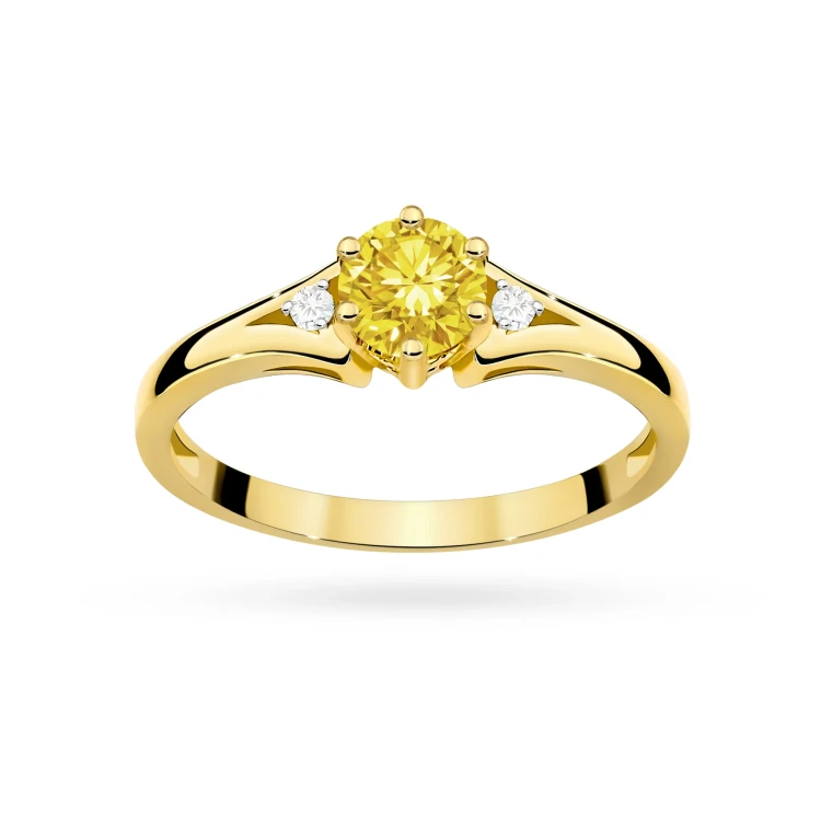 Pierścionek z trzema kamieniami żółte złoto z żółtym diamentem laboratoryjnym Lab Diamonds W0076.Z3.LDY.01 marko
