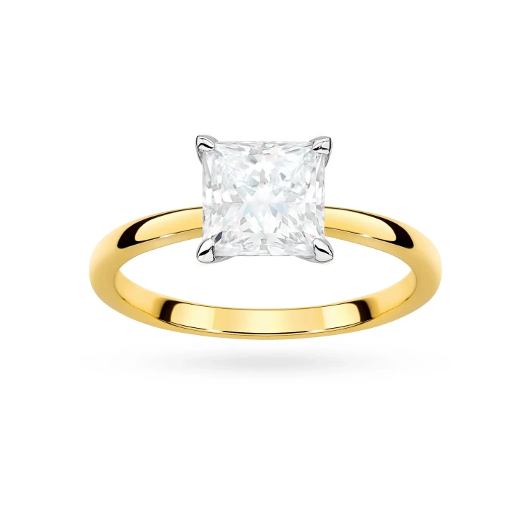 Pierścionek zaręczynowy z dużym diamentem 1,00ct w szlifie princessa Illume żółte złoto W0690.Z3.DIW.03 marko
