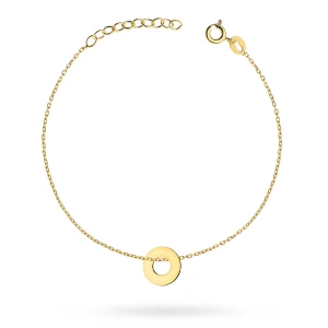 Złota bransoletka łańcuszek z zawieszką ring oponka karma Fancy