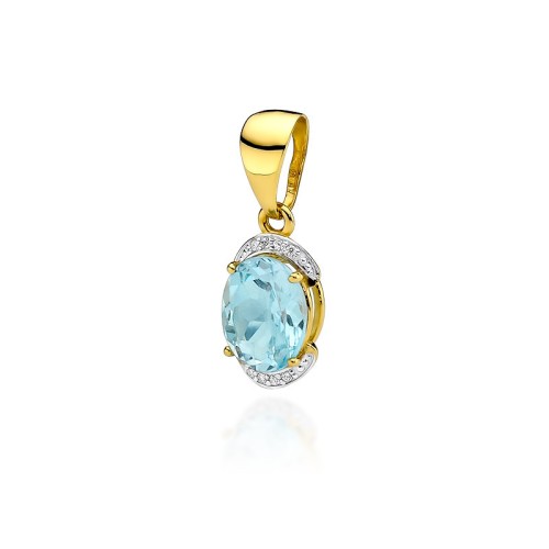 Okazała złota zawieszka z topazem Swiss 3.20ct i brylantami