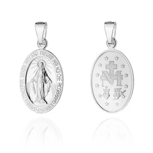 Duży srebrny Cudowny Medalik Maryja 925
