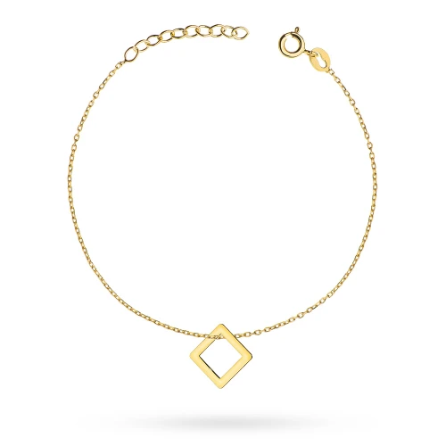 Złota bransoletka łańcuszek przywieszką kwadrat Fancy BK362-333-Z308 marko