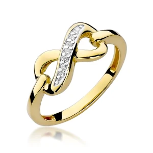 Złoty pierścionek Infinity z brylantami 0,04ct Obietnice