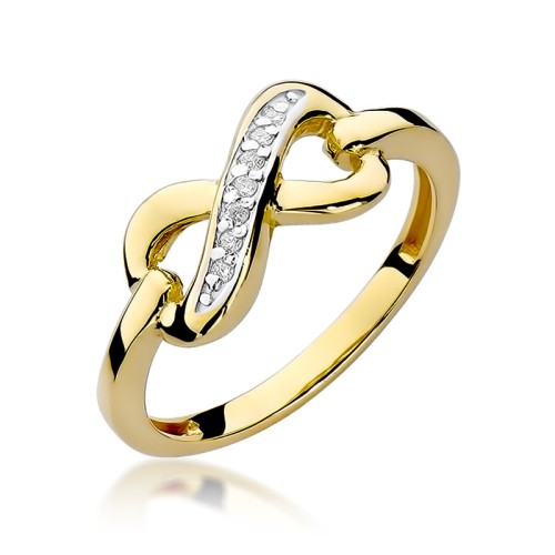 Złoty pierścionek Infinity z brylantami 0,04ct Obietnice