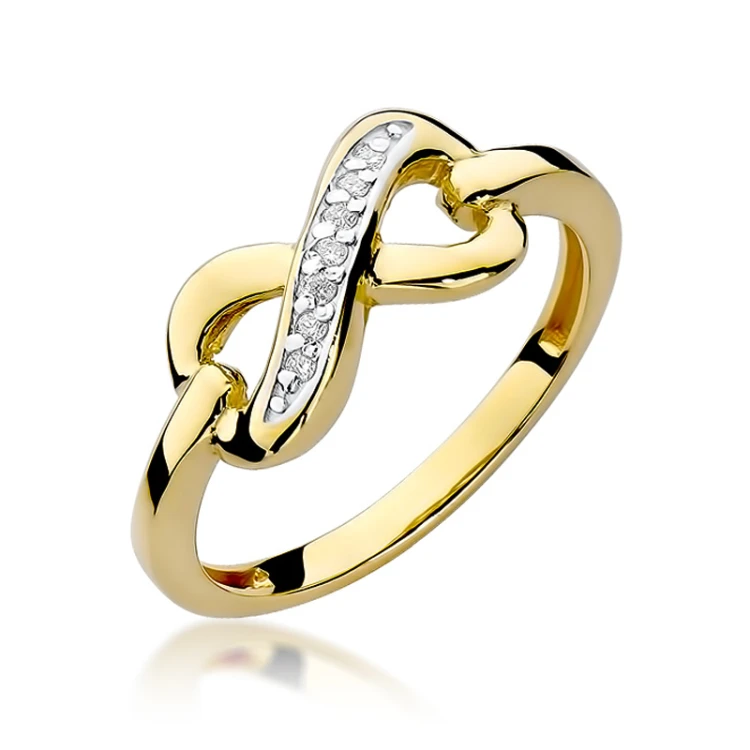 Pierścionek z żółtego złota z brylantami 0,04ct Obietnice W285 MARKO