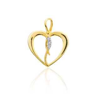 Złoty wisiorek serce z brylantami 0,03ct