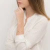Pozłacana bransoletka czarne cyrkonie zawieszki serca Soledo B510-925-CZZ modelka