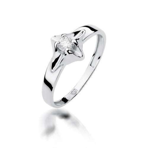Zaręczynowy pierścionek białe złoto z brylantem 0,12ct  W155-585-B0.12 MARKO