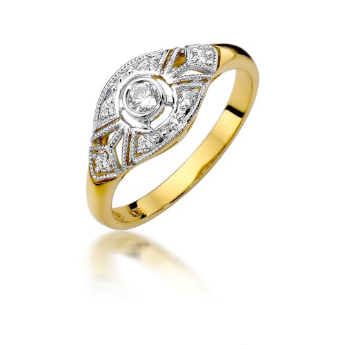 Złoty pierścionek 585 z brylantami 0,19ct Obietnice