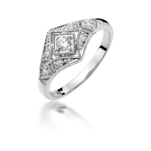 Pierścionek z białego złota z brylantami 0,19ct Obietnice