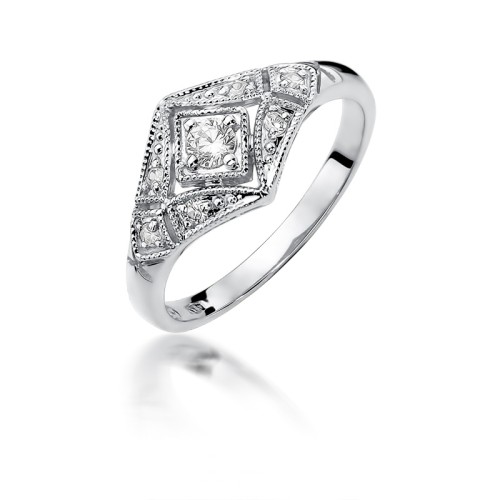 Pierścionek z białego złota z brylantami 0,19ct Obietnice