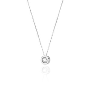 Naszyjnik celebrytka z białego złota z brylantem tulejka