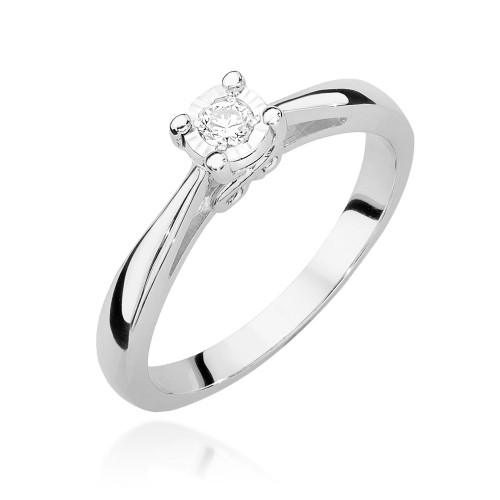 Pierścionek z białego złota z brylantem 0,08ct Klasyka W475-585-B0.08 marko