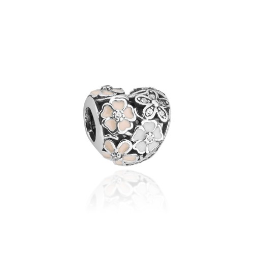 Srebrna zawieszka wisiorek Charms serce kwiatki Z111-925 marko
