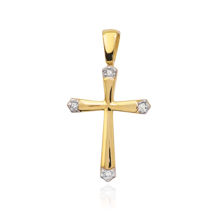 Złoty krzyżyk z brylantami 0,02ct D267-585-B0.02 MARKO